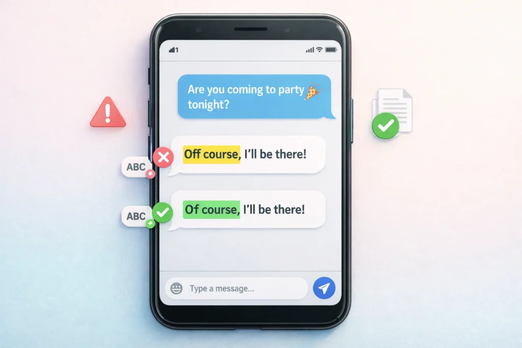 Off Course Meaning in Text