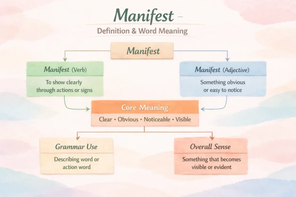 Manifest Definition in English and Word Meaning